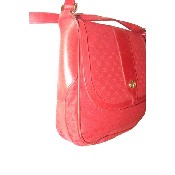 Vintage Gucci Red Micro Guccissima Print Canvas with Red Leather Crossbody - Picture 12 of 16